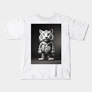 Funny black and white tiger Kids T-Shirt